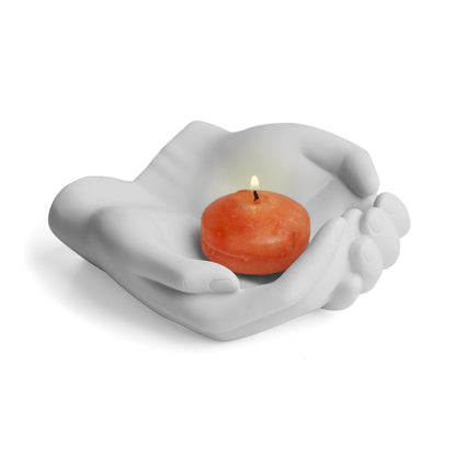 Danya B. CSK8076 Handle with Care Hands Holder, White Poly Resin Decorative Tray, Key Ring Jewelry Candle Trinket or Candy Dish, 5.25" W