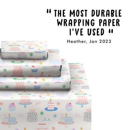 CENTRAL 23 Birthday Wrapping Paper For Women - 6 Sheets Of Girly Gift Wrap For Her - Birthday Cakes Confetti - For Mom Wife Sister Niece Cousin - Recyclable