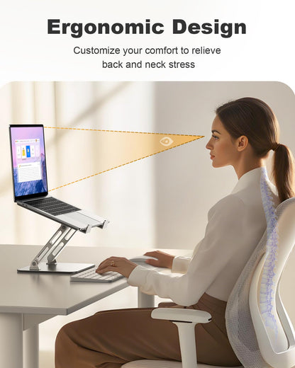 RIWUCT Laptop Stand for Desk Adjustable Height, Ergonomic Laptop Riser Holder with Dual-bar Support, Portable Computer Notebook Stand for MacBook Air Pro, Dell XPS, HP (10-16")