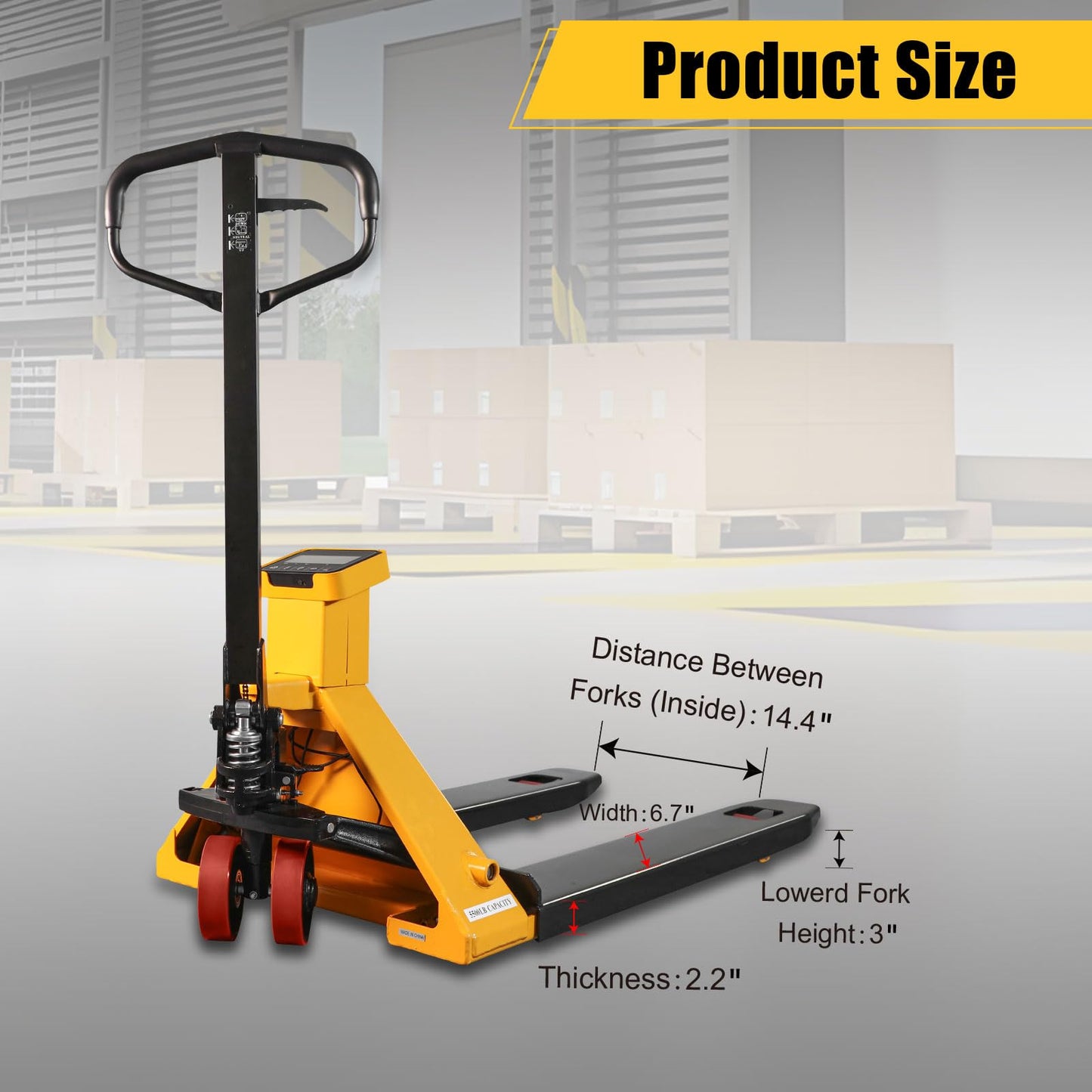 APOLLOLIFT Scale Pallet Truck, Hydraulic Hand Pallet Jack Trucks 5500Lbs Capacity, 27.7" x 45" Forks