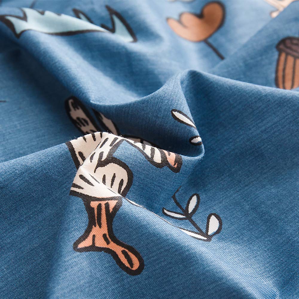 CLOTHKNOW Blue Animal Queen Duvet Cover Set Cartoon Bedding Duvet Cover Sets Forest Woodland Bedding Queen Rabbit Comforter Cover with 2 x Pillow Cases