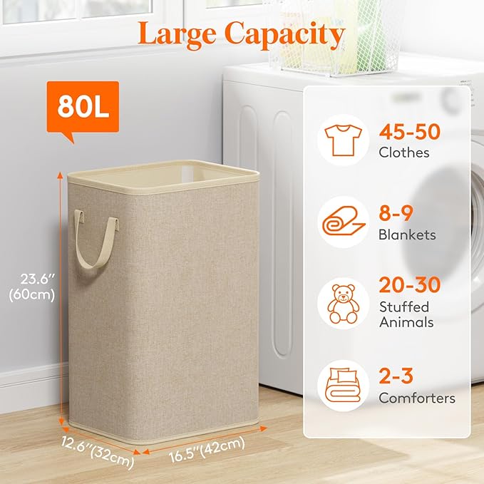Lifewit 80L Large Tall Laundry Hamper, Collapsible Laundry Basket