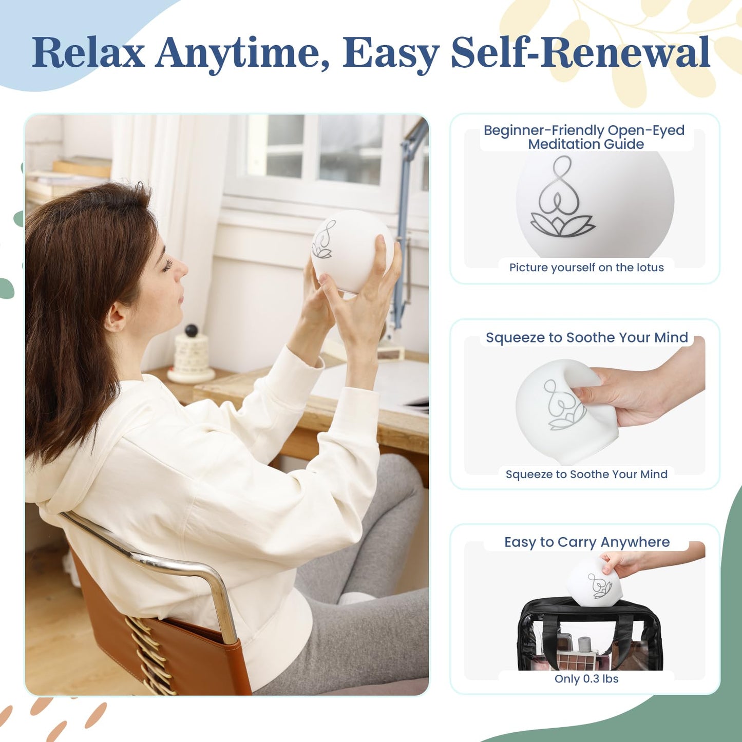 Syrinx Guided Meditation Light – Meditation Aid with Rhythmic Glow for Focus, Mindfulness Tool for Calm Down Corner, Quiet Rooms, Home or Office Use