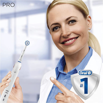 Oral-B Pro 3 Electric Toothbrush with Smart Pressure Sensor, Gifts for Women/Men, 2 Toothbrush Heads, 2 Modes with Sensitive Clean, Travel Case, 2 Pin UK Plug, 3000, White