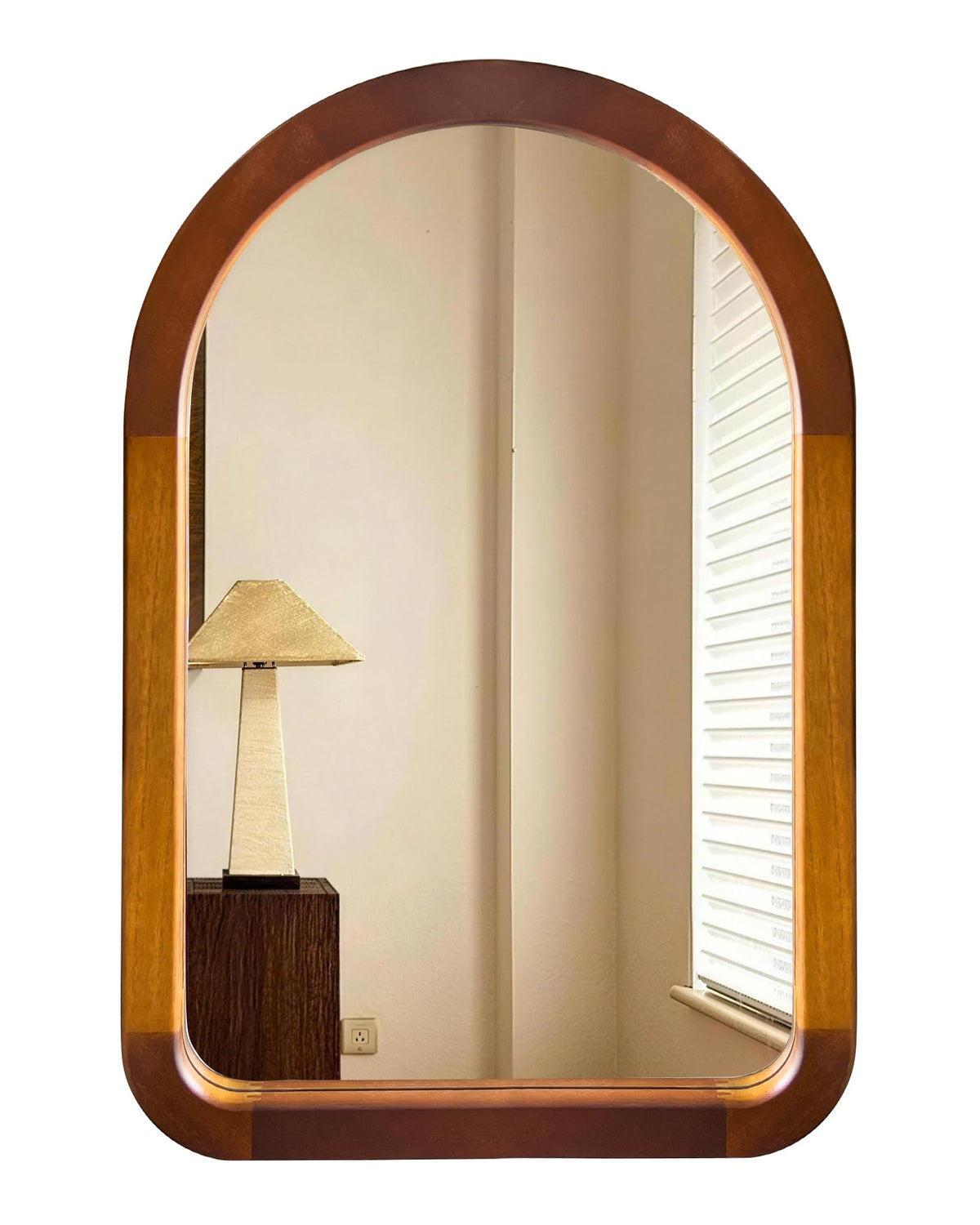 Arched Bathroom Mirror,Wood 24 x 36 Inch Arch Wall Mirror with Walnut Frame,Vanity Tempered Glass Mirror for Bedroom,Entryway,Living Room