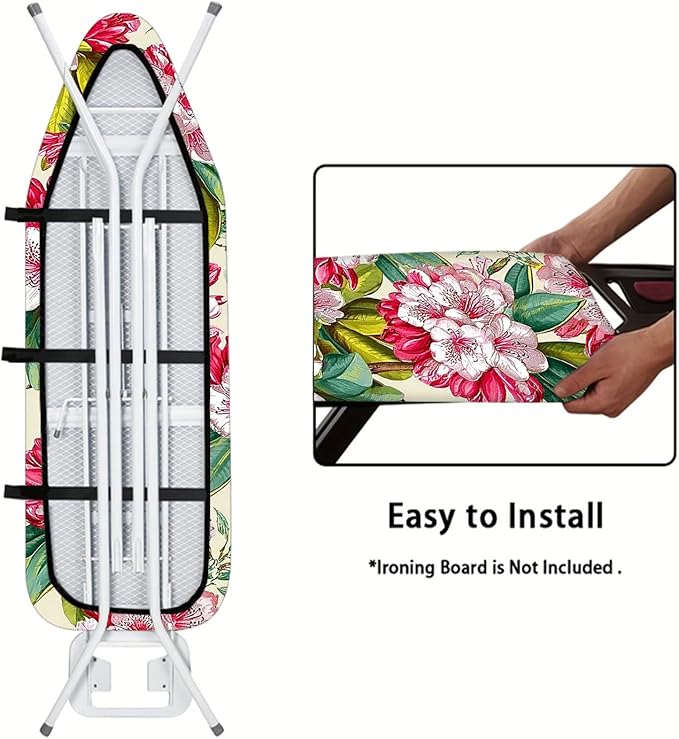 Nuxovilar Red & White Floral Pattern Ironing Board Cover, 15×54 inch, Fits Most