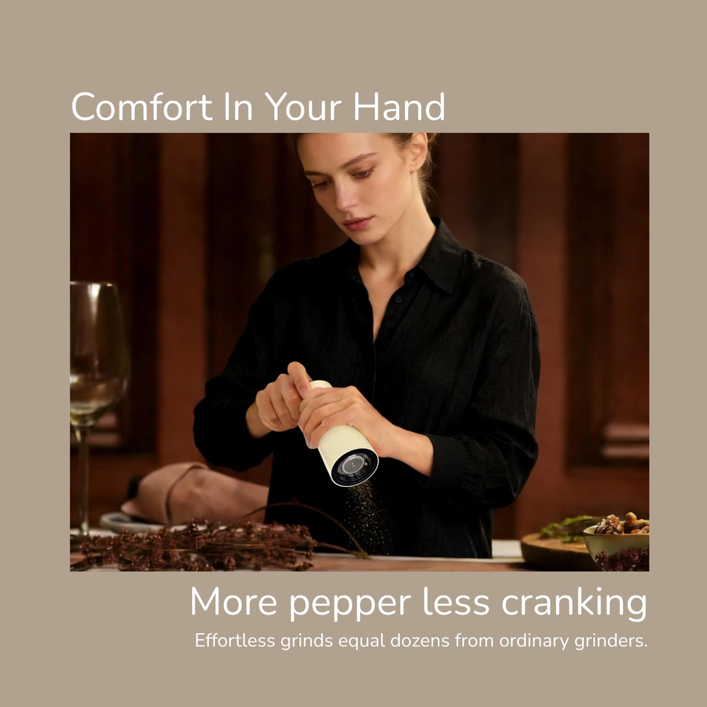 Aurevit Salt And Pepper Grinder Set Manual, Salt And Pepper Mill With Ceramic/Stainless Steel Core, External Adjustable Coarseness, Refillable, Durable (2 Packs, Sage)