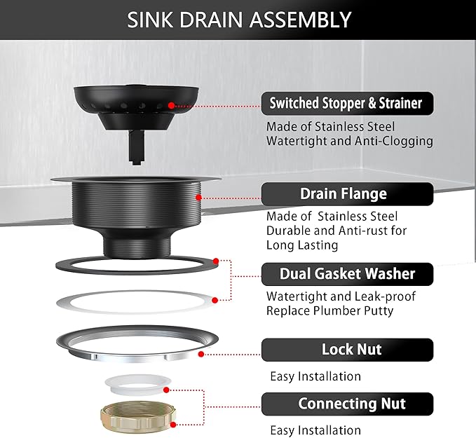 Kitchen Sink Drain Bronze 3-1/2 Inch Stainless Steel Kitchen Drain Strainer