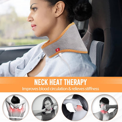 Portable Neck Heating Pad with Vibration Massage for Pain Relief, Rechargeable Heated Neck Wrap for Soreness Stiffness, 3 Heat Levels & Vibrations, Auto-Off, 3000mAh Battery Included