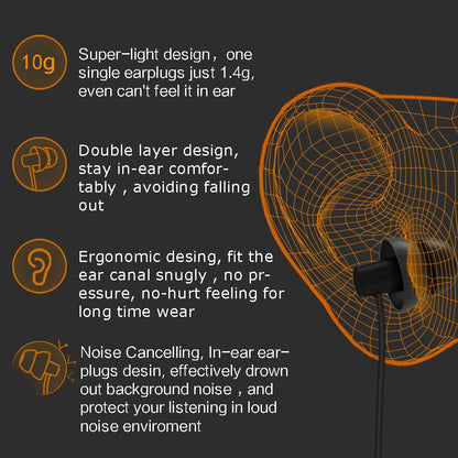 maxrock Sleep Earphones Earplugs, Comfortable Noise Isolating Sleep Earbuds Headphones with Ultra Soft Silicone Perfect for Insomnia, Side Sleeper, Snoring, Air Travel, Meditation/Relaxation(Black)