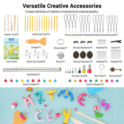Artme Polymer Clay, 116 Colors Oven Bake Modeling Clay Starter Kits for Kids, Creative Polymer Clay Kit with Sculpting Tools and Jewelry Accessories, Non-Toxic, Ideal DIY Gifts for Adults and Teens