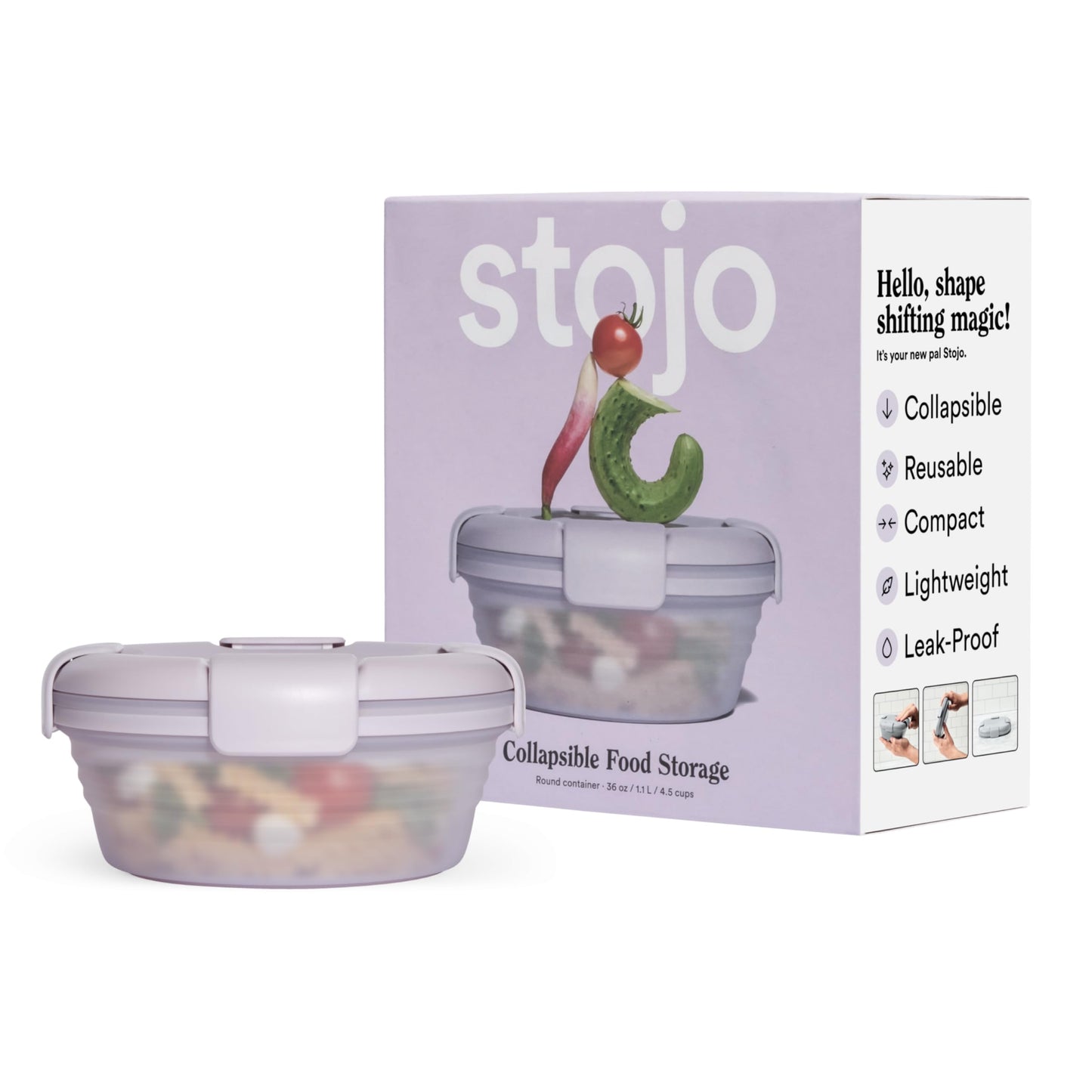 STOJO Collapsible Bowl - Translucent Denim Blue, 36oz - Reusable Silicone Bowl for Hot and Cold Food - Perfect for Travel, Meal Prep, To-Go Lunch, Camping & Hiking - Microwave & Dishwasher Safe