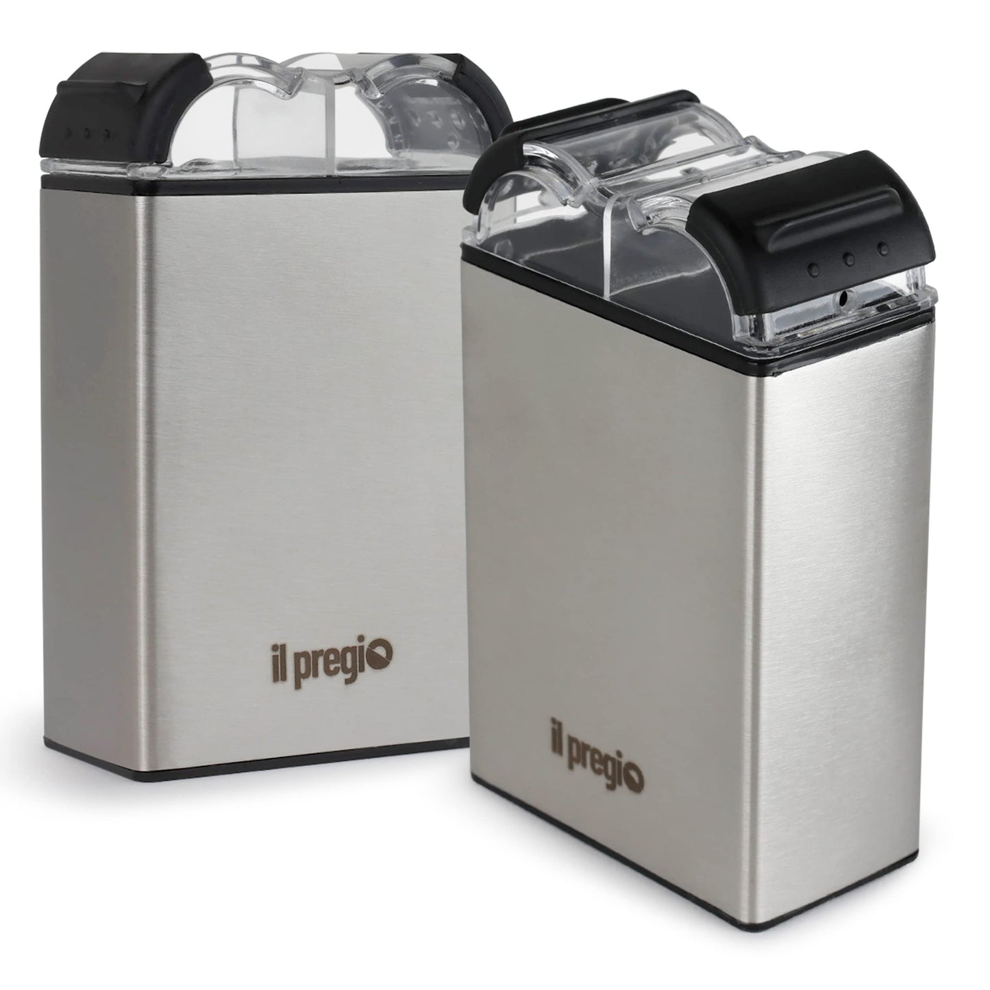 Il Pregio Double Spice Stainless Steel Seasoning Jar Shaker - 2 in 1 Salt and Pepper Dispenser with Adjustable Pour Holes | 2.3oz Per Side - 2 Pack