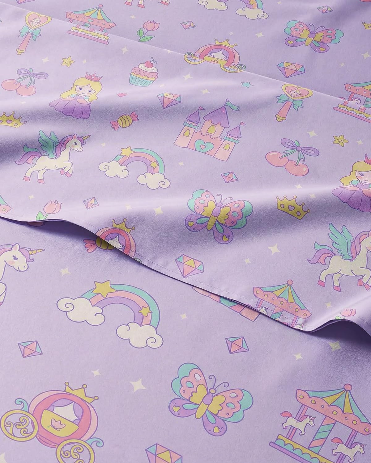 CGK Unlimited Kids Princess Dreamland Full 4 Piece Sheet Set - Boys, Girls, Teens, Toddler - Easy Fit Deep Pockets - Soft, Cooling & Breathable Sheets - Cozy, Fade & Wrinkle Free - Machine Washable
