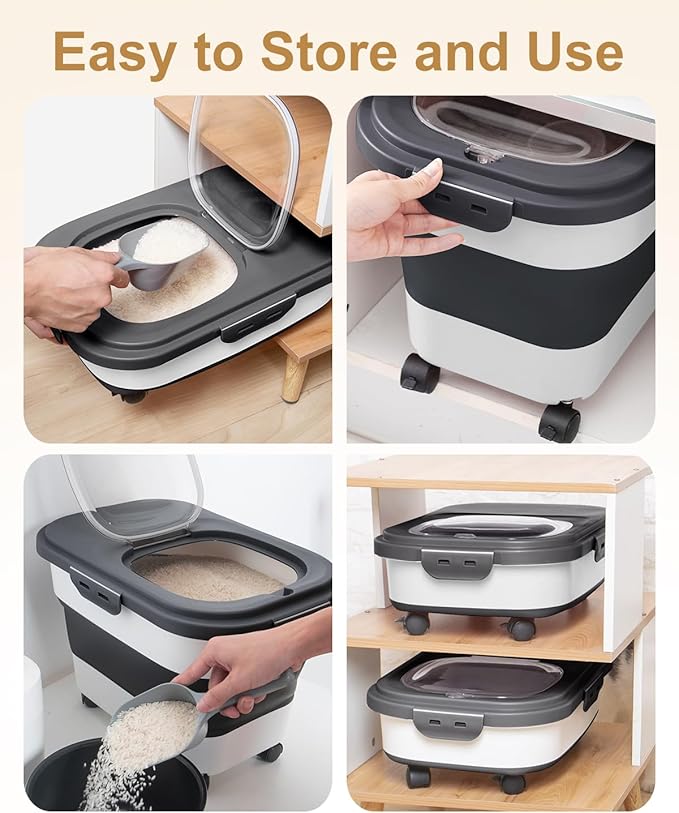 20-30 Lbs Rice Storage Container, Collapsible Food Storage Containers