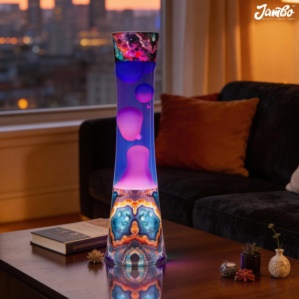 JAMBO 15.5" Amber Crystal Motion Light, Beautiful Home Decor Lamp, Living Room Bedroom Lamp, Relaxing Liquid Motion Lamp, Night Light Nightlight for Teens, Kids & Adults, Mood Light