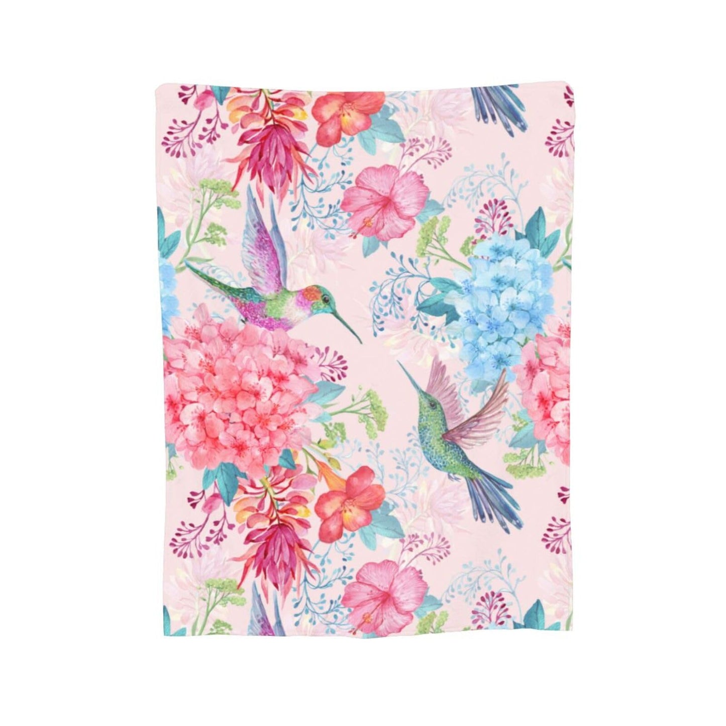 Perinsto Tropical Flowers and Hummingbirds Throw Blanket Ultra Soft Warm All Season Decorative Fleece Blankets for Bed Chair Car Sofa Couch Bedroom 80"X60"