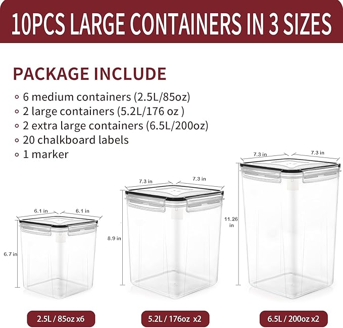PRAKI Large Airtight Food Storage Containers