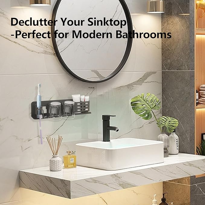 Electric Toothbrush Holder Wall Mounted, Aluminum Bathroom Organizer