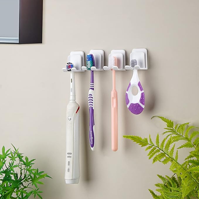 4 PCS Toothbrush Holder Wall Mounted