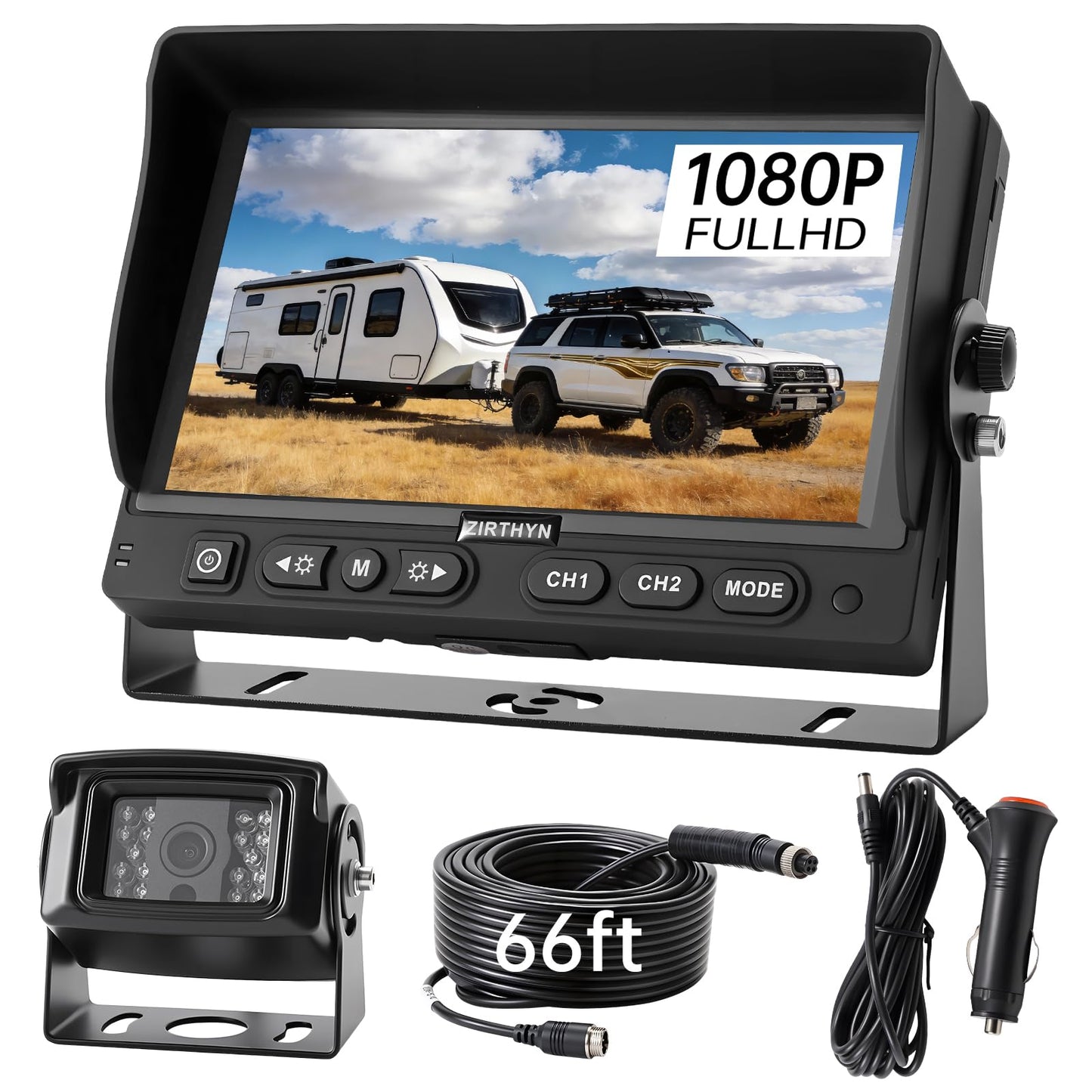 7" AHD Backup Camera System, IP69K Heavy‑Duty Reverse Rear View Camera with Guide Line, Night Vision, 20G Vibration‑Proof, Plug and Play for Truck/RV/Trailer/Tractor/Excavator/Heavy Equipment