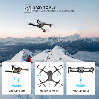 4DRC V4 Drone with 1080P HD Camera for Adults and Kids, Foldable Quadcopter with Wide Angle FPV Live Video, Trajectory Flight, App Control,Optical Flow, Altitude Hold and 2 Modular Batteries