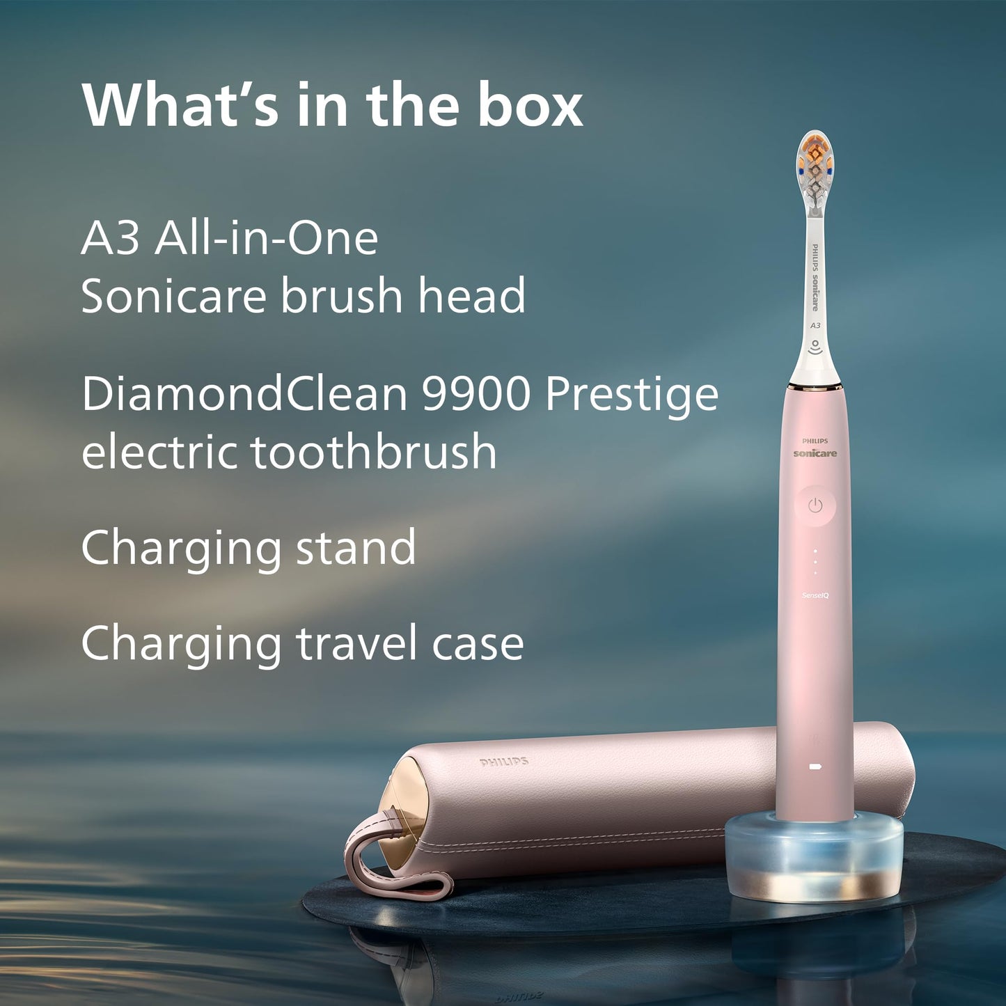 Philips Sonicare DiamondClean 9900 Prestige Electric Toothbrush - with SenseIQ Technology and Advanced AI App, 5 Brushing Modes, 3 Intensity Levels, Charging Travel Case,Midnight Blue, Model HX9990/12