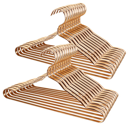 20 Pack Gold Aluminum Coat Hangers, 16.5” Premium Matte Hanger, Lightweight Smooth & Sturdy for Standard Size Suits, Clothing, Jacket, Pant, Dress, Shirts, Skirts