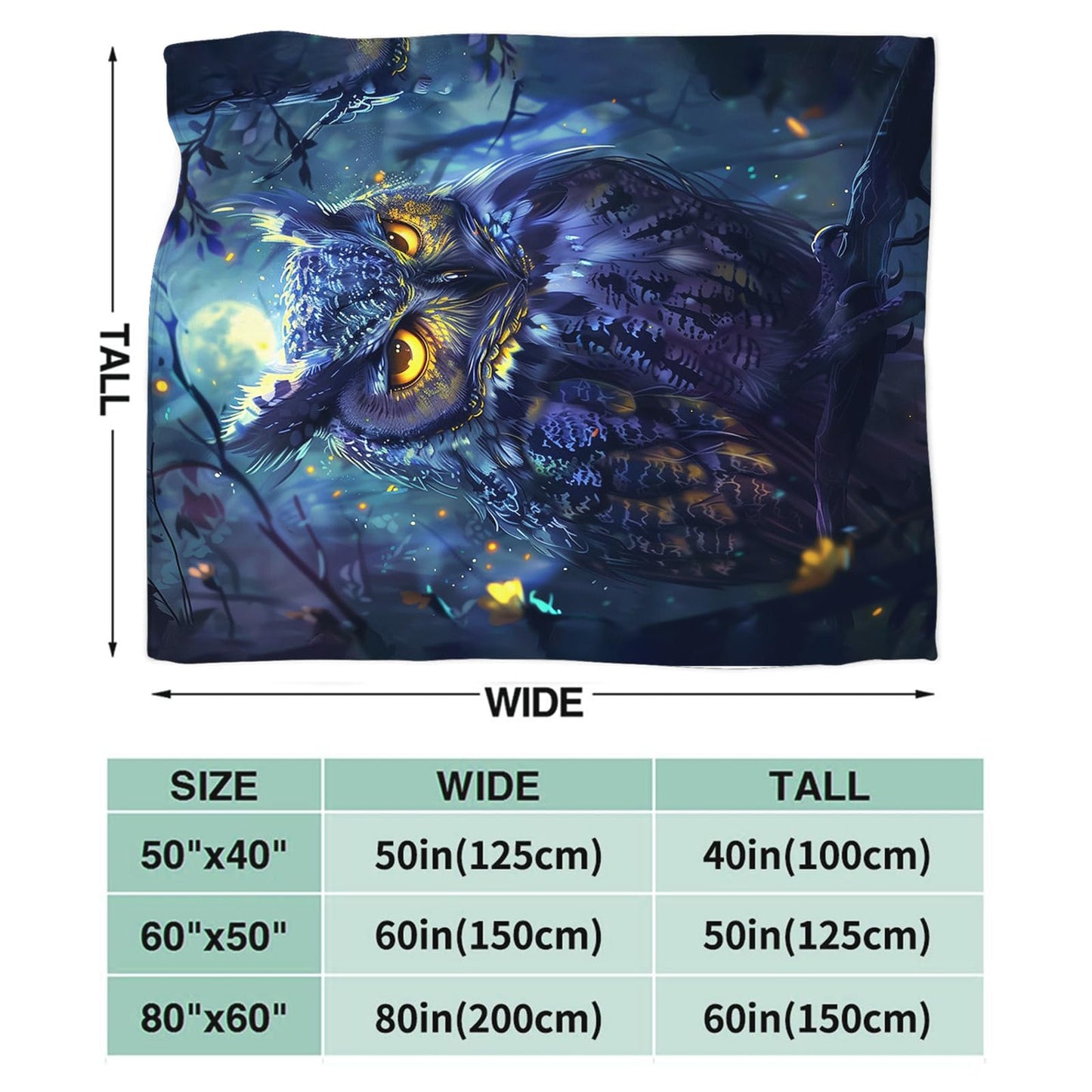 Tijuboni Owl Throw Blanket Owl Gifts for Girls Boys Women Men Kids Adults Soft Flannel Fleece Blanket for Couch Sofa Bed Home Decor 40"x50"