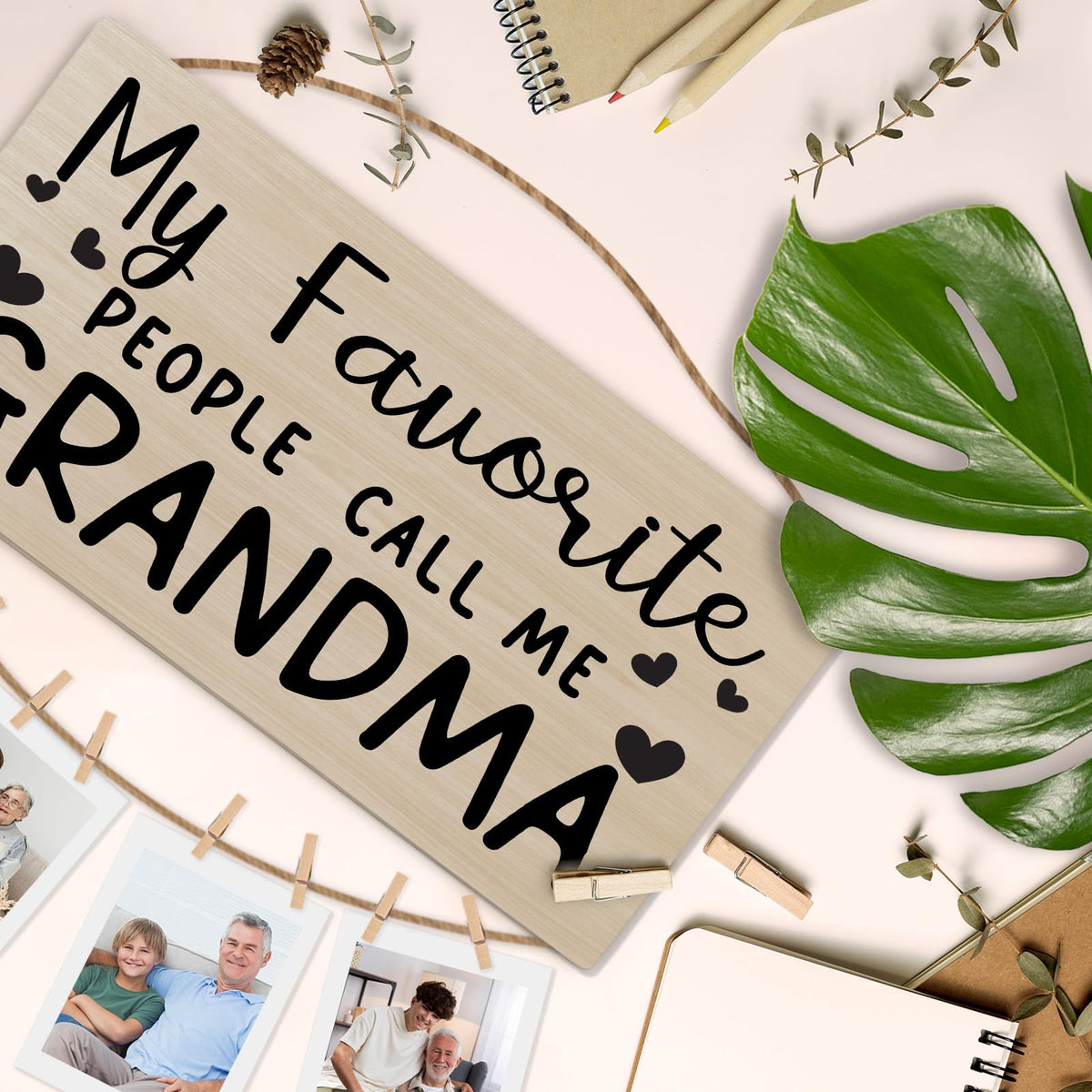 shiviody Grandma Picture Frame Photo Holder for Wall, Best Grandma Gifts for Christmas Birthday from Grandkids Granddaughters, Grandmother Gifts Photo Hanging Display Picture Board for Wall Decor