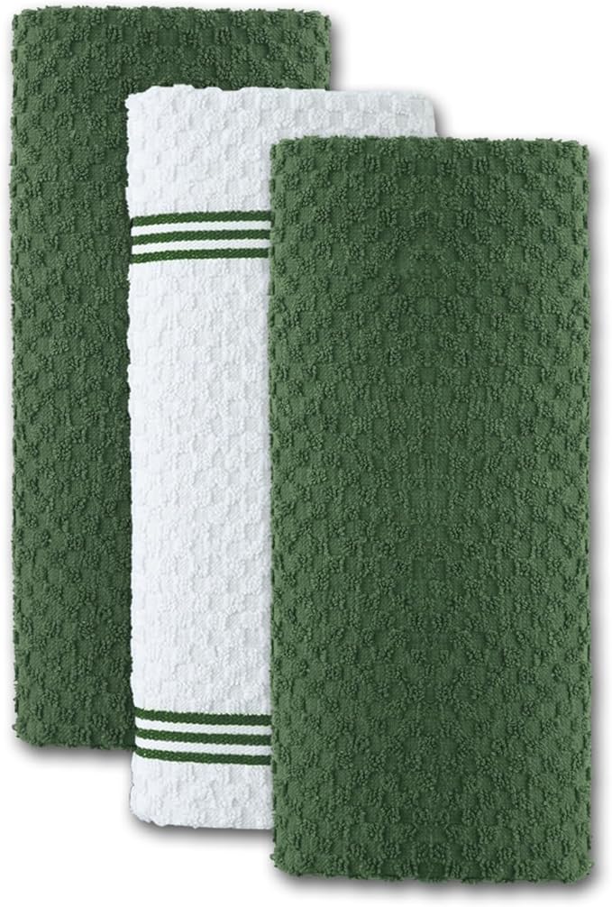 Infinitee Xclusives Premium Kitchen Towels – Pack of 3, 100% Cotton 15 x 25