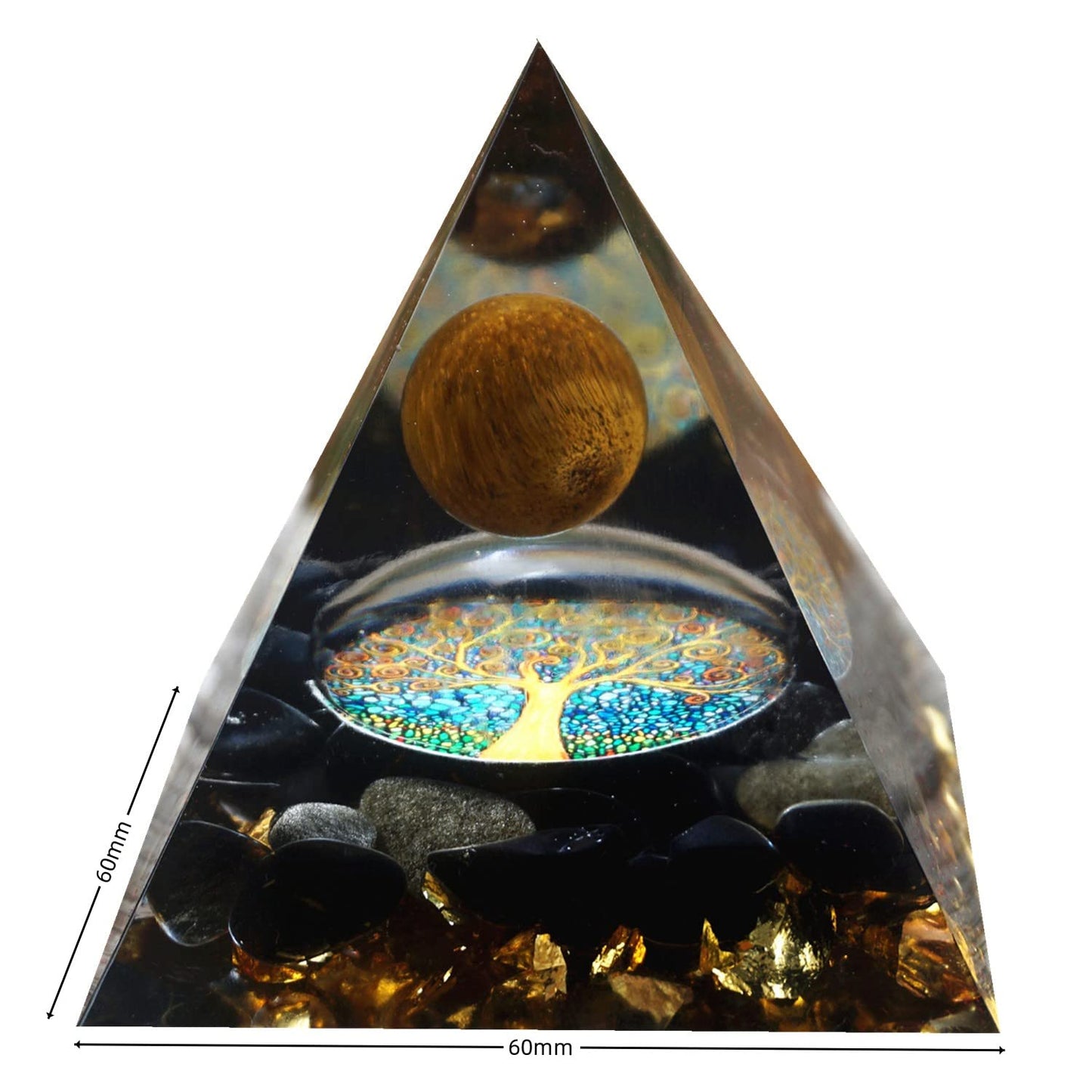 Besorgone Orgonite Pyramid for Positive Energy Chakra Orgone with Crystal Healing Stones Attract Wealth Wisdom Meditation Gift (Tiger Eye - Obsidian)