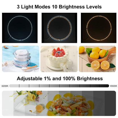 PULUZ Lightbox Photography,30cm/11.8inch Ring Light Photo Studio Light Box Shooting Light Tent Kit with White Lighting/Warm white128 pcs LED Ring Lights+6 Backdrops for Product Photography Light Box