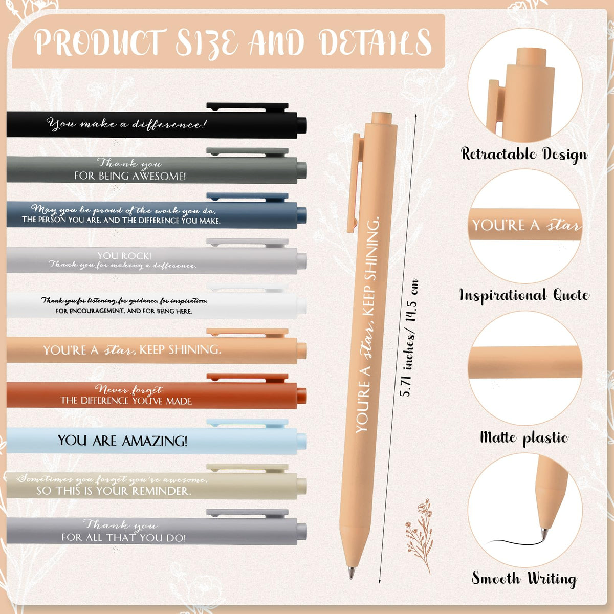 Tellingyou 40 Pcs Employee Appreciation Gifts Bulk Inspirational Notebook Ballpoint Pen Motivational Notebook Mini Journal for Volunteer Administrative Professional Teacher Nurse Team (Classic)