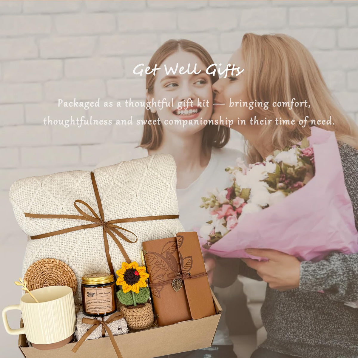 Get Well Gift for Women,Sending Sunshine Self Care Package Thinking of You Unique Birthday Gift Baskets for Women Best Friend Sister Mom Teen Girls Wife Girlfriend