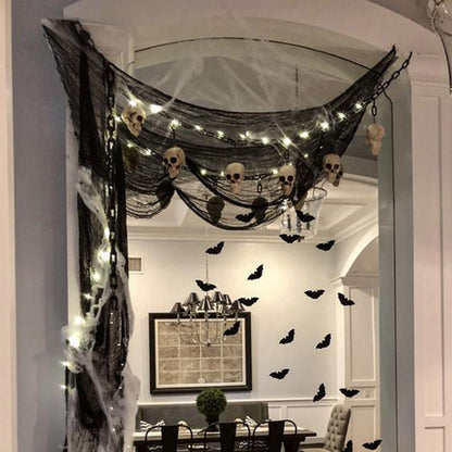 letesult 400 x 85 Inch Halloween Black Creepy Cloth - Large Halloween Spooky Cloth Windows Doorways Cover Scary Creepy Gauze Haunted House Decoration for Halloweens Indoor Outdoor Party Supplies