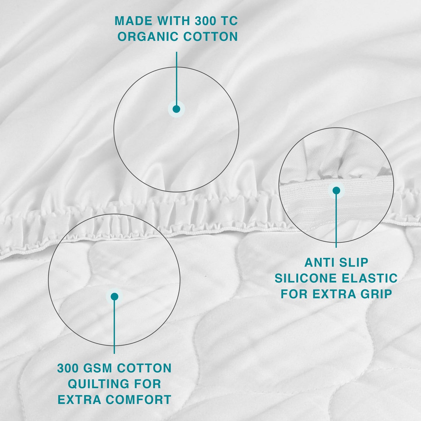 FABDREAMS Organic Quilted Mattress Protector Twin Size | Mattress Pad| Mattress Cover| Naturally Breathable | Noiseless| Fits up to 17" Deep Pockets| Temperature Regulating | Twin | White