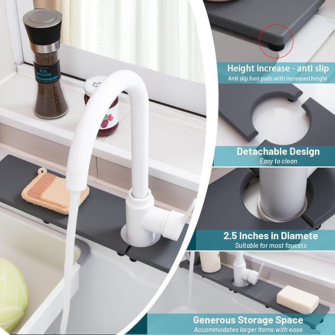 Fast Drying Faucet Mat for Kitchen Sink, Water Absorbent Diatomite Stone Sink