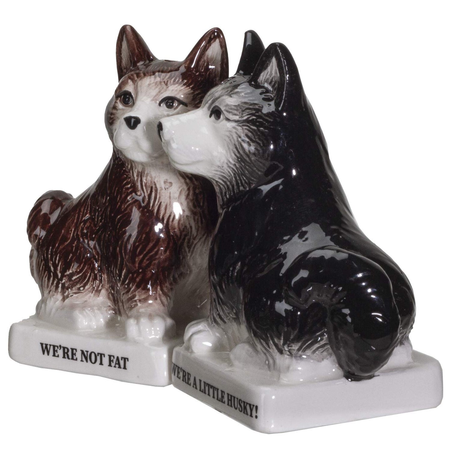 Pacific Giftware were Not Fat Huskies Ceramic Salt and Pepper Shakers Set