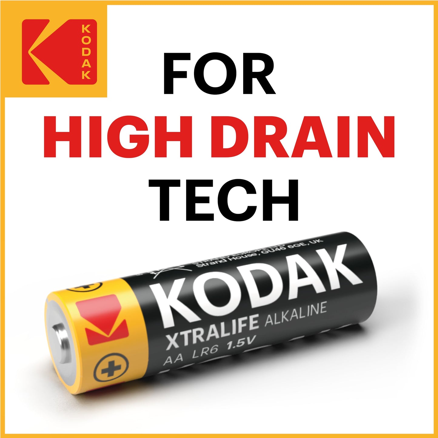 Kodak Xtralife 60-Pack AA Batteries, Double A Alkaline Battery Pack, 1.5V, 10-Year Shelf Life, LR6, Ideal for High-Drain Devices, 12x More Power, Plastic Free Cardboard Outer Carton