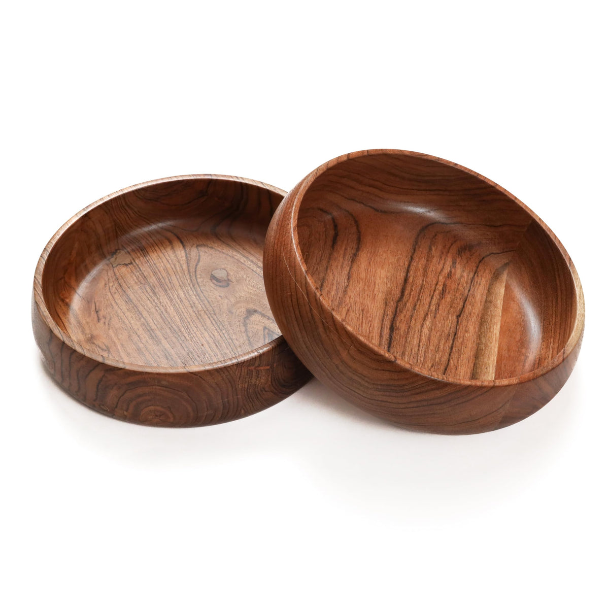 RIANGI Wooden Salad Bowl Set Of 4, Large Acacia Wood Bowls For Food, Decorative Serving Bowls, 8 X 2 Inch For Pasta, Cereal, Fruit, Kitchen Counter - 25 Oz Capacity
