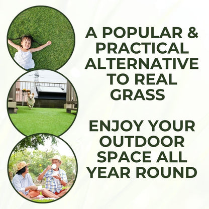 35mm Artificial Grass Natural and Realistic Looking Fake Lawn Astro Turf 1m, 1.5m, 2m, 3m & 4m Widths | 1m x 3m