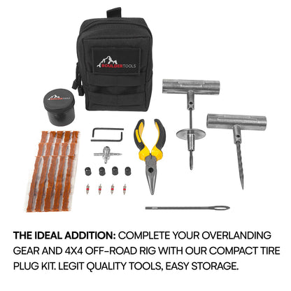 Boulder Tools - Compact Tire Repair kit with Molle Storage Pouch. Heavy Duty Universal Tire Plug Kit, Easily Stores Inside Your UTV, ATV, Truck, Motorcycle, Overlanding Gear or RV