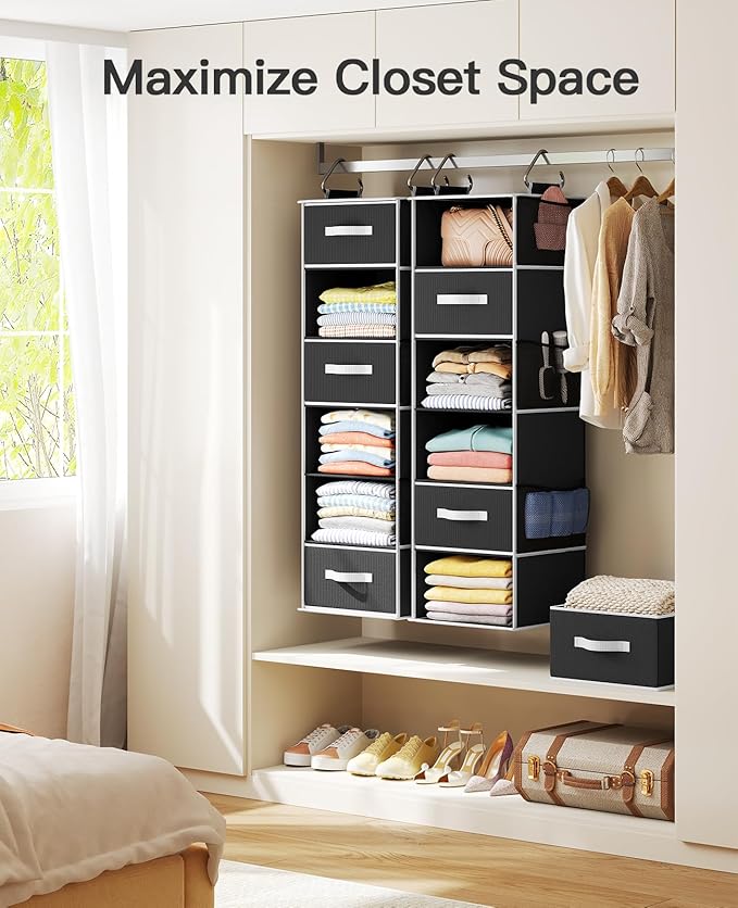 Pipishell Hanging Closet Organizer 6-Shelf, Hanging Shelves