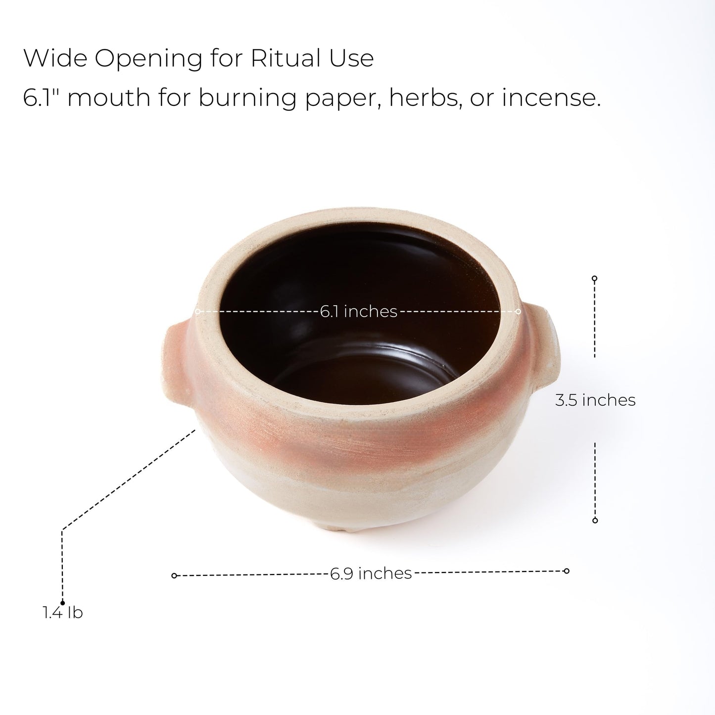 Fireproof Bowl for Burning Ritual – Traditional Handmade Vessel from Natural Clay, Fire-Safe Container for Ceremonial Use, Sage, Incense, or Intention Paper