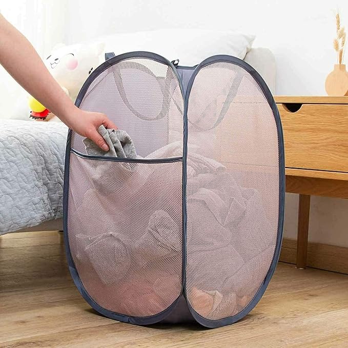 2 Pack Pop Up Laundry Hampers, Collapsible Mesh Laundry Basket, Foldable