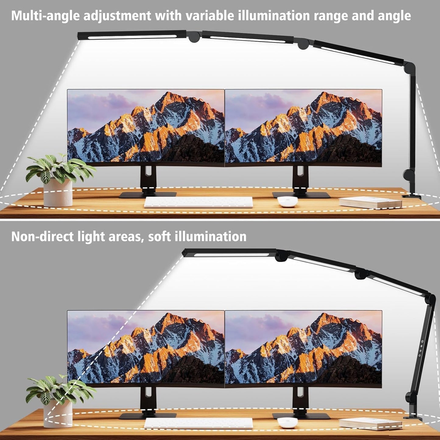 AILBTON Bright LED Desk Lamp with Clamp,Eye Caring Architect Led Desk Lights with Adjustable Swing Arm for Office Home,Dimming and Tempering Led Table Light