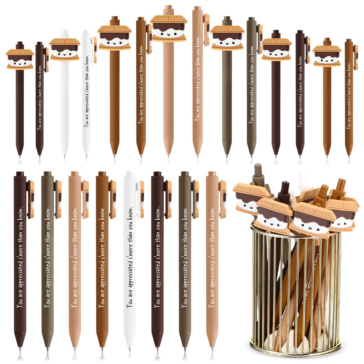 MotiMind 60 Pcs Inspirational Thank You Pens Gifts Bulk for Employee Coworker, Funny Appreciation Pens Gifts for Office Team Staff (Marshmallow)