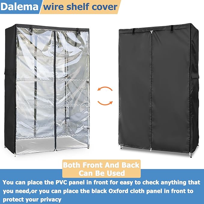 Waterproof Shelf Cover,Outdoor 600D Heavy Duty Dustproof Storage Shelves Cover,36''x18''x62'' Shelf Covers for Wire Shelving with Zippers,Storage Rack Covers with Clear Front