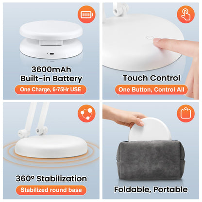 One Fire Rechargeable lamp, 3600mAh Battery Lamp, Rechargeable Table Lamp, Reading Light, Portable Small Lamp, Battery Lights Indoor, Cordless Lamp, Desk lamp, University Dorm Essentials